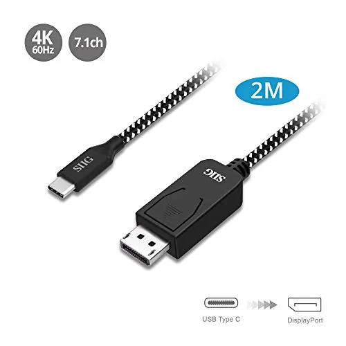 Siig CB-TC0A12-S1 — LONG-DISTANCE TRANSMISSION 2M(6.6FT ) USB-C TO DP CABLE THUNDERBOLT CERTIFIED EA