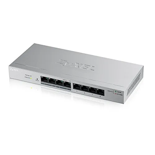 ZYXEL GS1200-8HP — GS1200-8HPV2 - FANLESS 8 PORT GBE POE+ L2 WEB MANAGED SWITCH (60W) - 1000BASE-T,