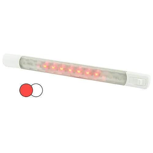 Hella Marine CW65449 — Hella Marine 12V Surface Strip Light with Switch - White/Red LEDs