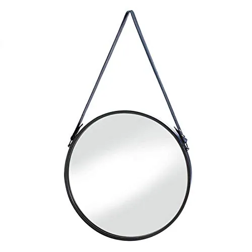 Accent Plus 10018489 — Hanging Mirror With Faux Leather Strap