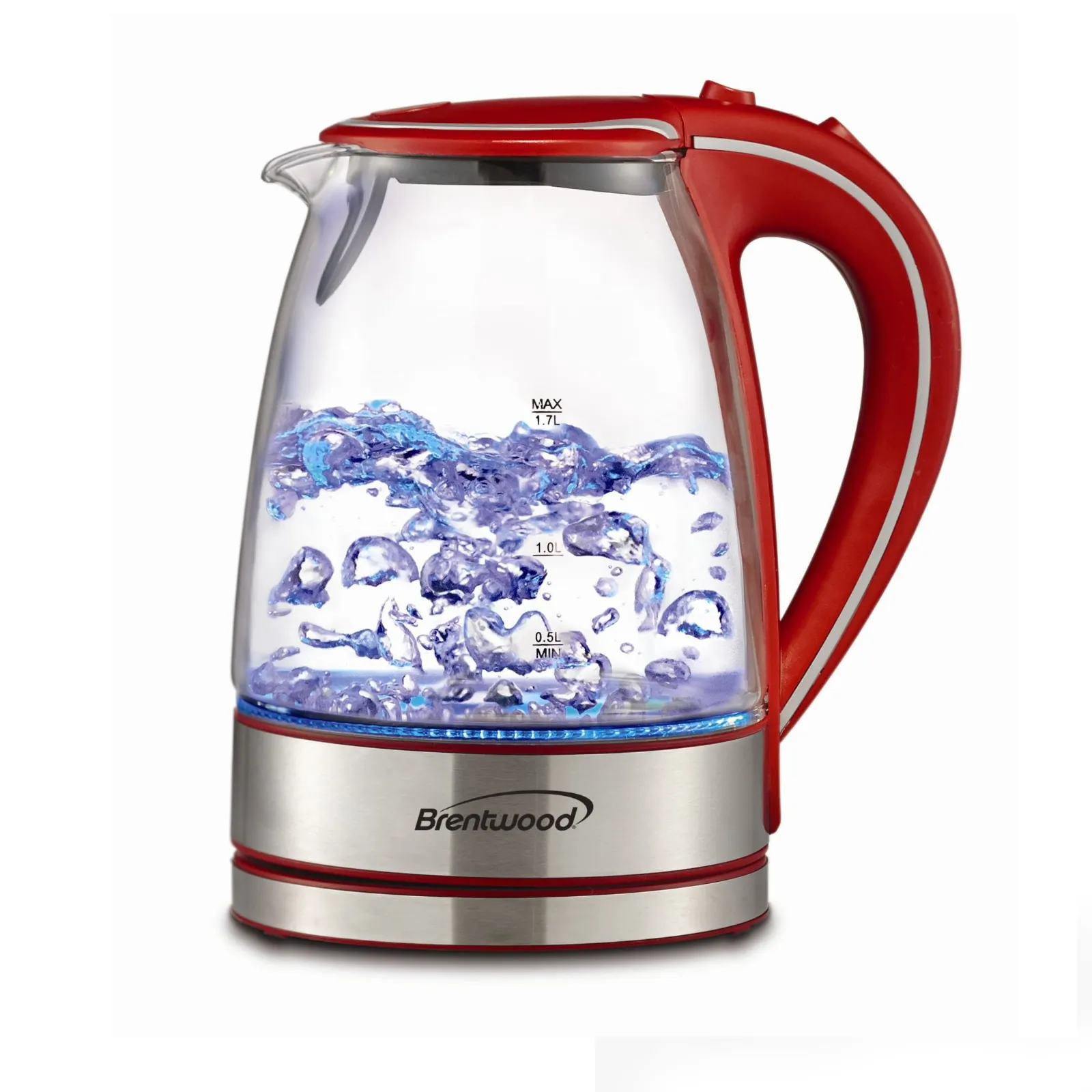 Brentwood KT-1900R — Brentwood Tempered Glass Tea Kettles, 1.7-Liter, Red