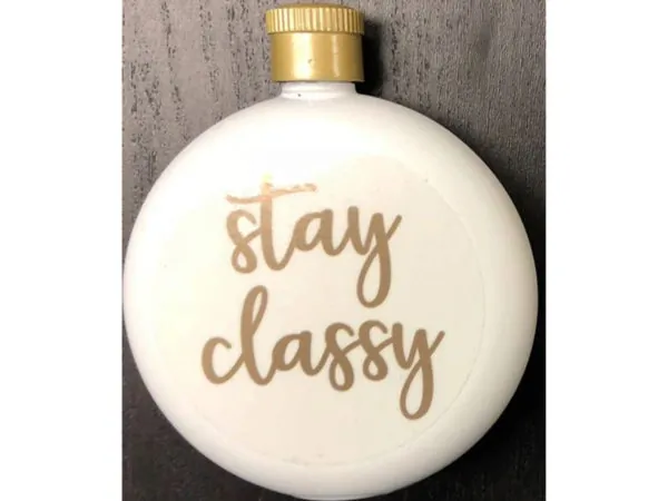 bulk buys MK317 - Stay Classy 3oz White Flask with Elegant Design