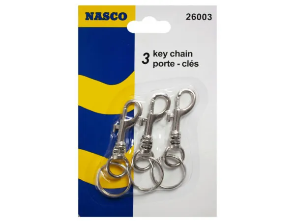 bulk buys CH489 - 3-Pack Snap Clip Key Chain Set for Secure Attachments