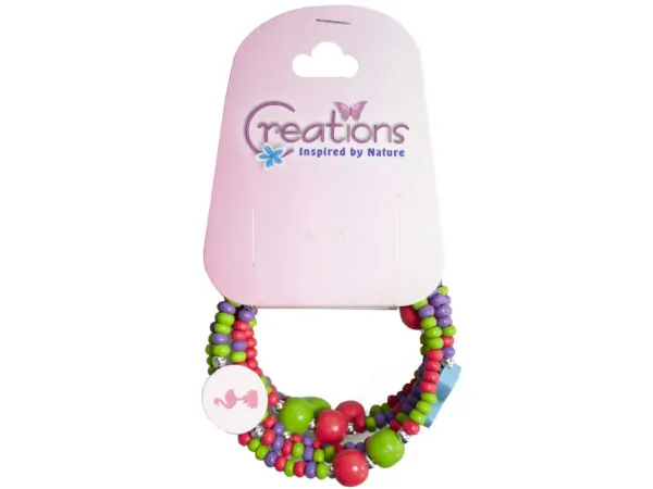 bulk buys DD358 - Flamingo-Themed Wrap Bracelet with Colorful Beads