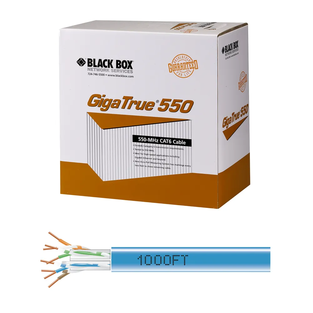 BLACK BOX CORPORATION EYN870A-PB-1000 — Black Box GigaTrue 550 Cat.6 Bulk Cable - Bare Wire - Bare Wire - 1000ft - Blue
