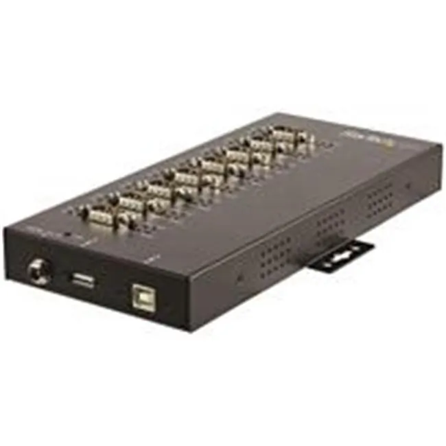 STARTECH ICUSB234858I — USB to RS232/RS485/RS422 8 Port Serial Hub Adapter - Industrial Metal USB 2.0 to DB9 Serial Converter - Din Rail Mountable - Industrial 8 port serial hub 15kV Level 4 ESD - IP30 rating Metal USB to serial adapter converter w/ each DB9 port set to RS232/RS422/RS485(2wire/4wire) baud rates up to 921.6Kbps - Desk/wall/DIN rail mount - 6ft USB cable - 12V power adapter/5V USB