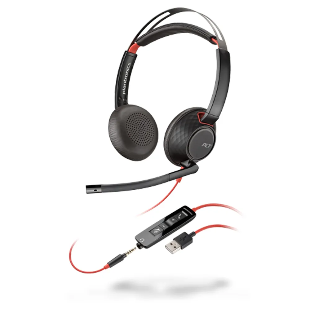 Plantronics 2DC902 — Plantronics Blackwire 5200 Series USB Headset - Stereo - USB, Mini-phone - Wired - Over-the-ear - Binaural - Supra-aural