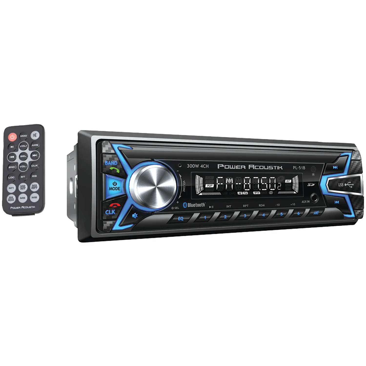 POWER ACOUSTIK PL-51B — Power Acoustik(R) PL-51B Single-DIN In-Dash Digital Audio Receiver (Bluetooth(R), Detachable Face)