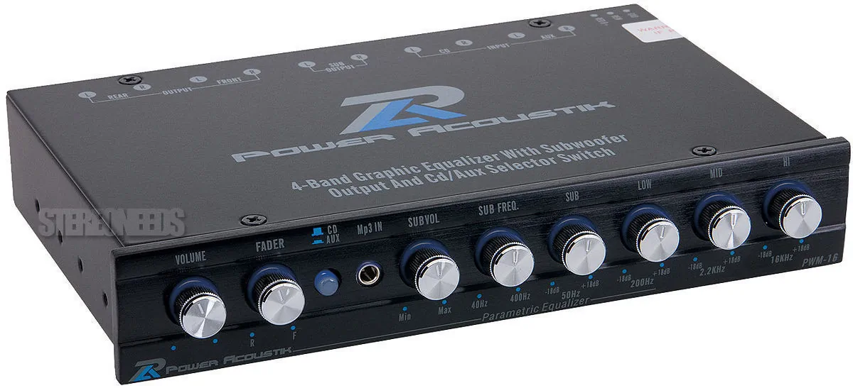 POWER ACOUSTIK PWM16 — Power Acoustik 4-Band Parametric Equalizer with Sub Control