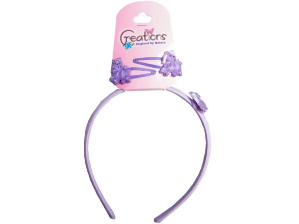 Bulk Buys DD376 — Zebra Themed 3-Piece Headband and Hair Clips Set