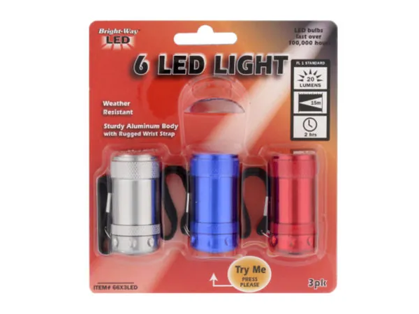 bulk buys ML246 - Compact 3 Pack LED Pocket Lanterns - 20 Lumens Each