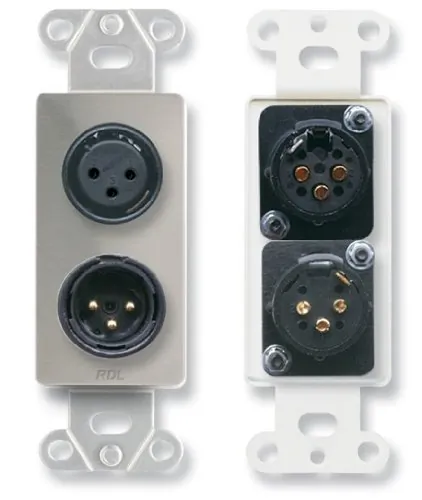 RDL DS-XLR2 - Stainless Steel XLR Plate with Male and Female Connectors