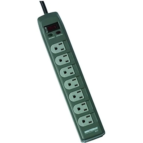MINUTEMAN MMS370 — Minuteman Surge Protector, 7 Outlet, MMS370, 6 FT Cord, 1080 Joules, Wall Mountable