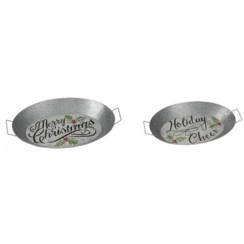 Home Locomotion 12010985 - Galvanized Christmas Tray Set Of 2