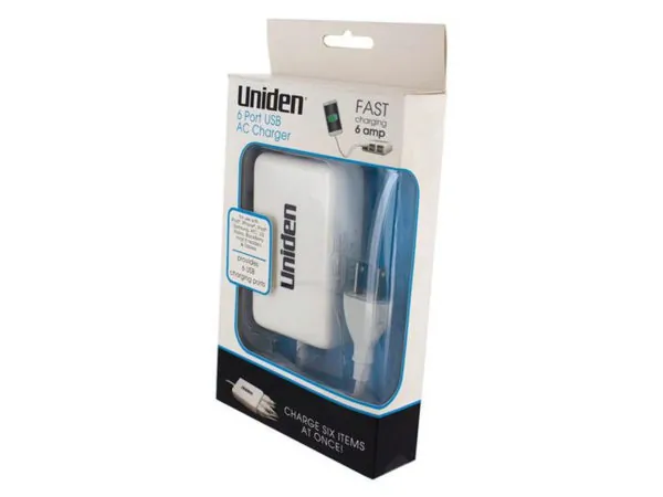 bulk buys EN743 - Uniden 6-Port USB Wall Charger Hub - Fast Charging & Compact