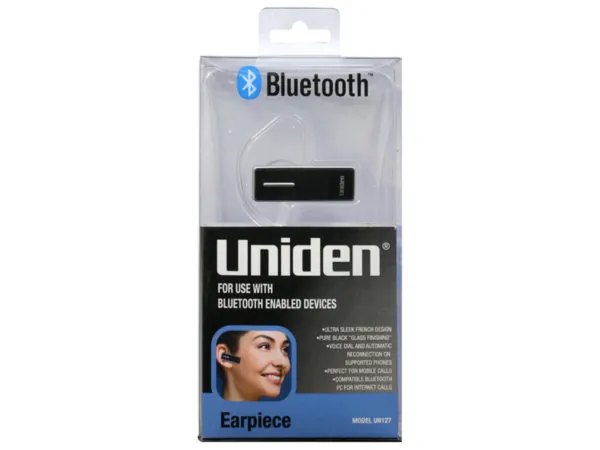 bulk buys EN742 - Uniden Wireless Bluetooth Earpiece - Silver & Black