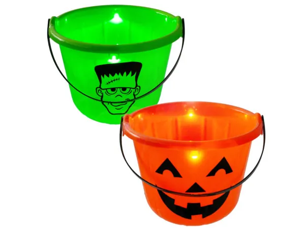 bulk buys GW763 - Light-Up Trick or Treat Pumpkin Bucket for Halloween