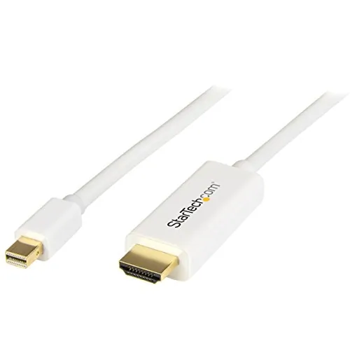 STARTECH MDP2HDMM1MW — Mini DisplayPort to HDMI Converter Cable - 3 ft (1m) - 4K - White - Eliminate clutter by connecting your PC directly to an HDMI display using this short 3ft cable - Mini DisplayPort to HDMI converter - DisplayPort to HDMI cable - mDP to HDMI - Mini DisplayPort to HDMI adapter - 4K mDP to HDMI converter cable - 4K