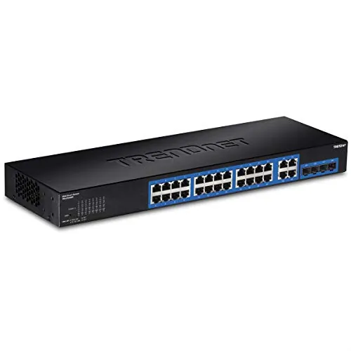 TRENDNET TEG284WS — TRENDnet 28-Port Gigabit Web Smart Switch - 28 x Gigabit Ethernet Network, 4 x Gigabit Ethernet Expansion Slot - Manageable - Twisted Pair, Optical Fiber - Modular - 2 Layer Supported - 1U High - R