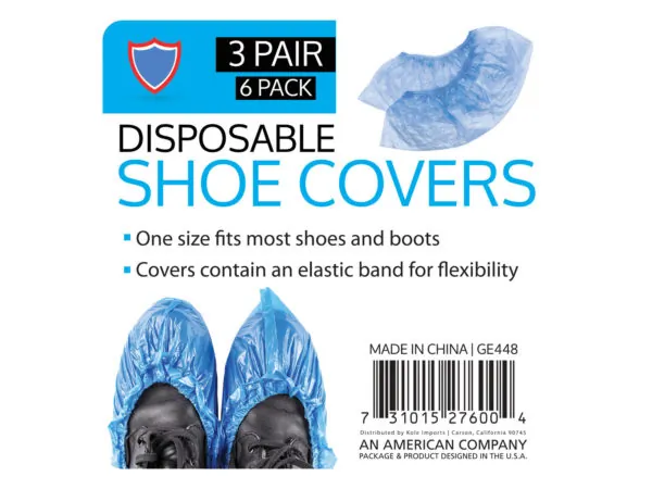 Bulk Buys GE448 — 6 Pack Disposable Shoe Covers - Protect Floors and Shoes