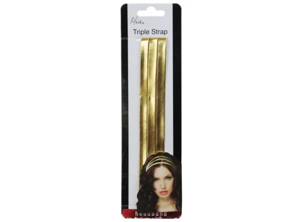 Bulk Buys KA621 — Grecian Style Triple Strap Headband - Gold