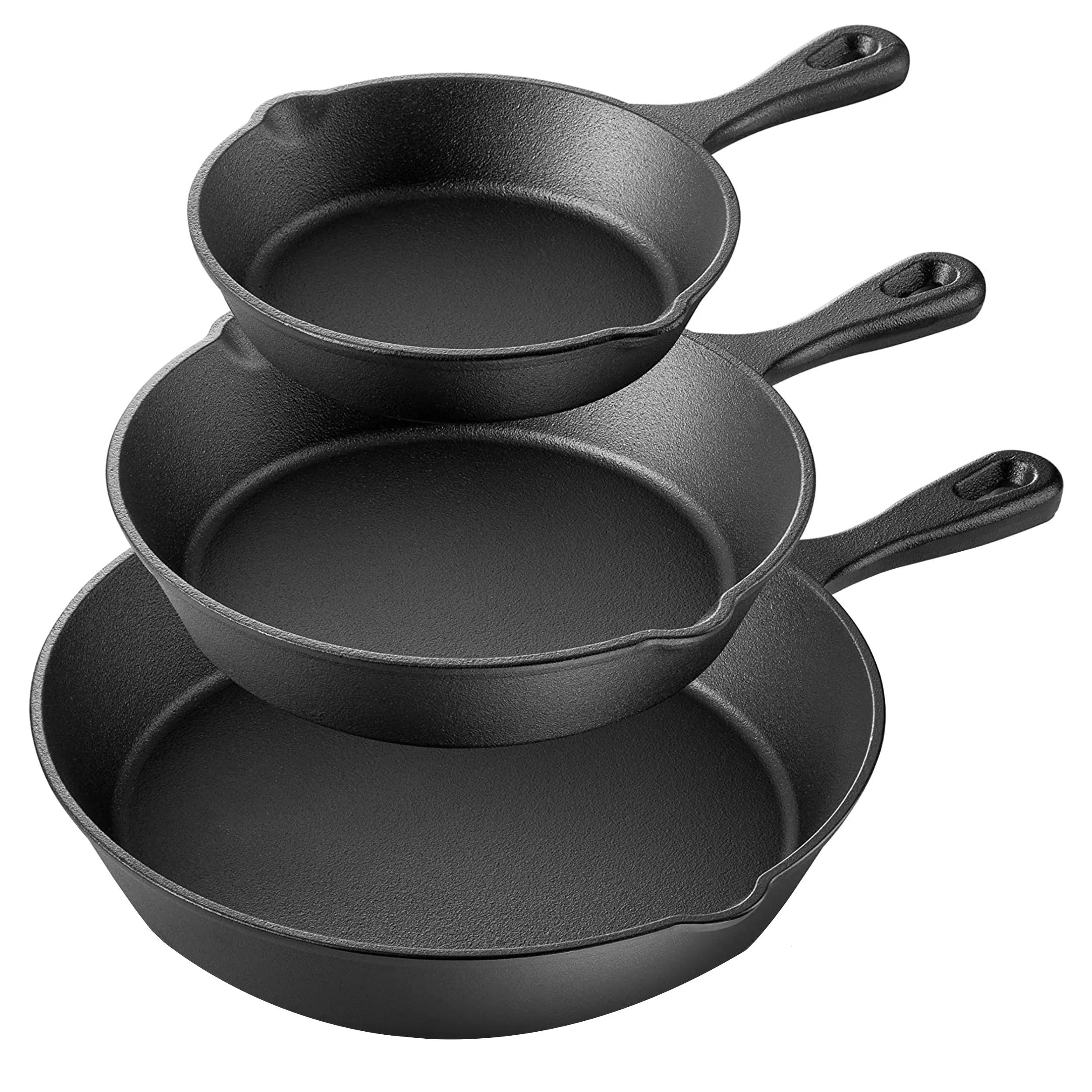 MegaChef MCCI-455 — MegaChef Pre-Seasoned 3 Piece Cast Iron Skillet Set