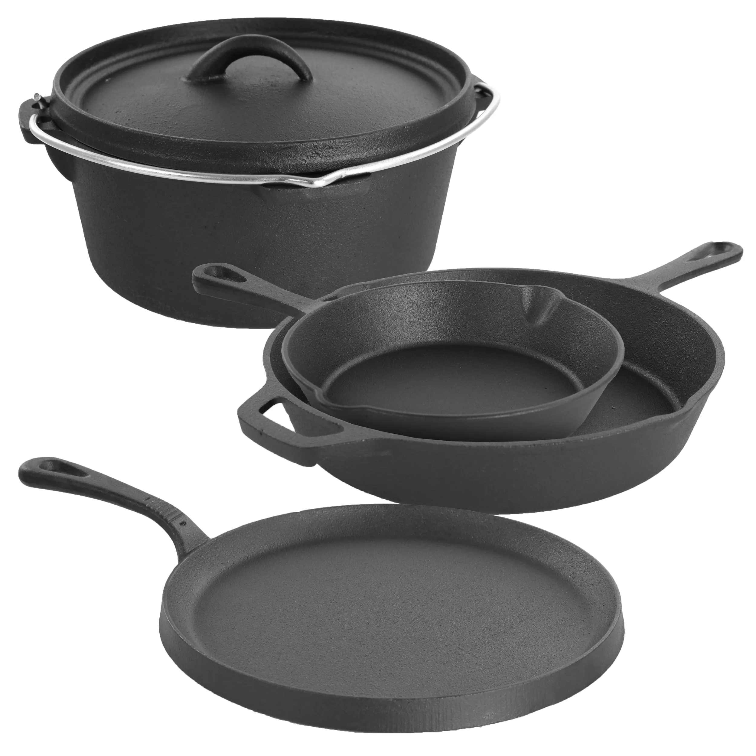 MegaChef MCCI-440 — MegaChef 5-Piece Pre-Seasoned Cast Iron Cookware Set