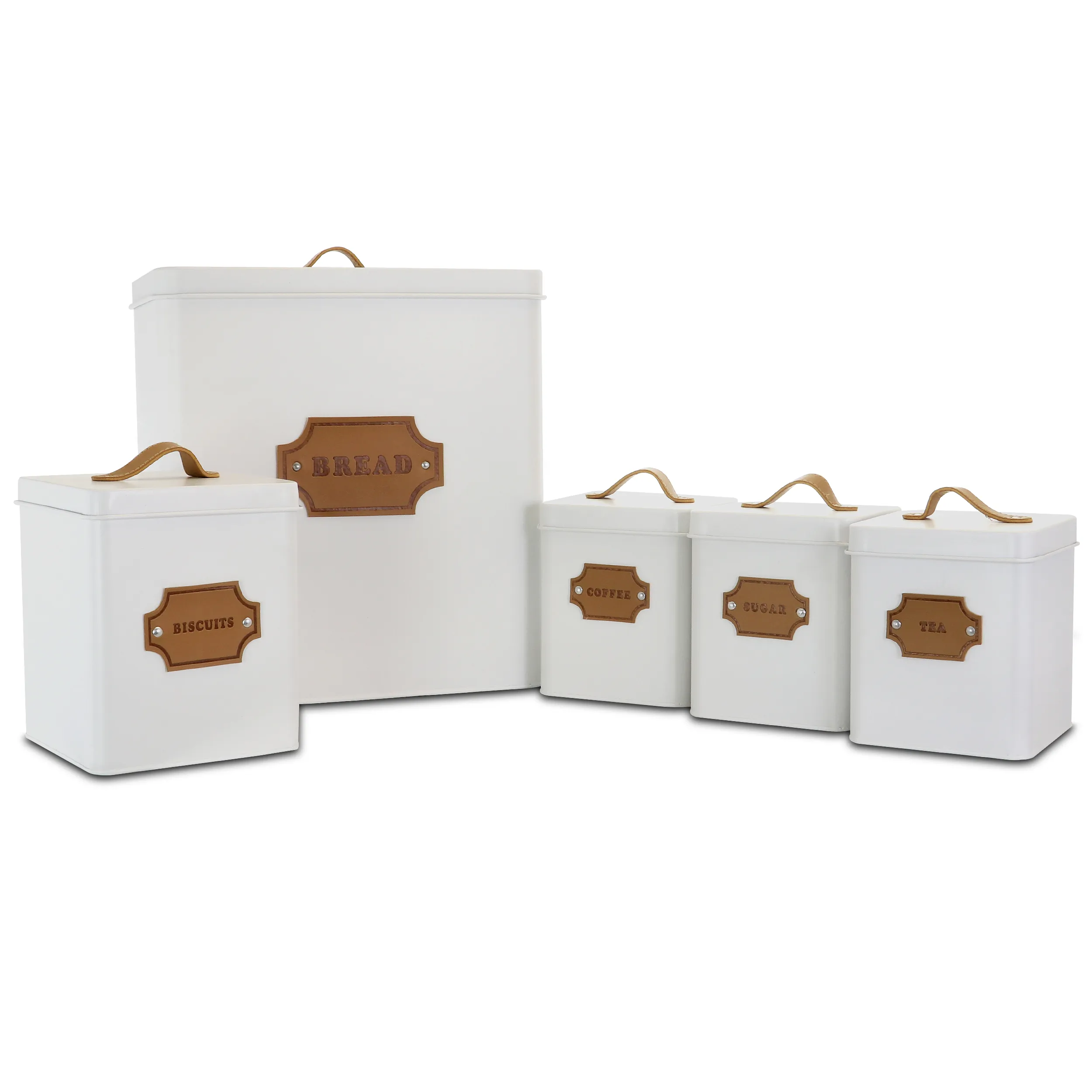 MegaChef MG-415 — MegaChef Kitchen Food Storage and Organization 5 Piece Canister Set in White