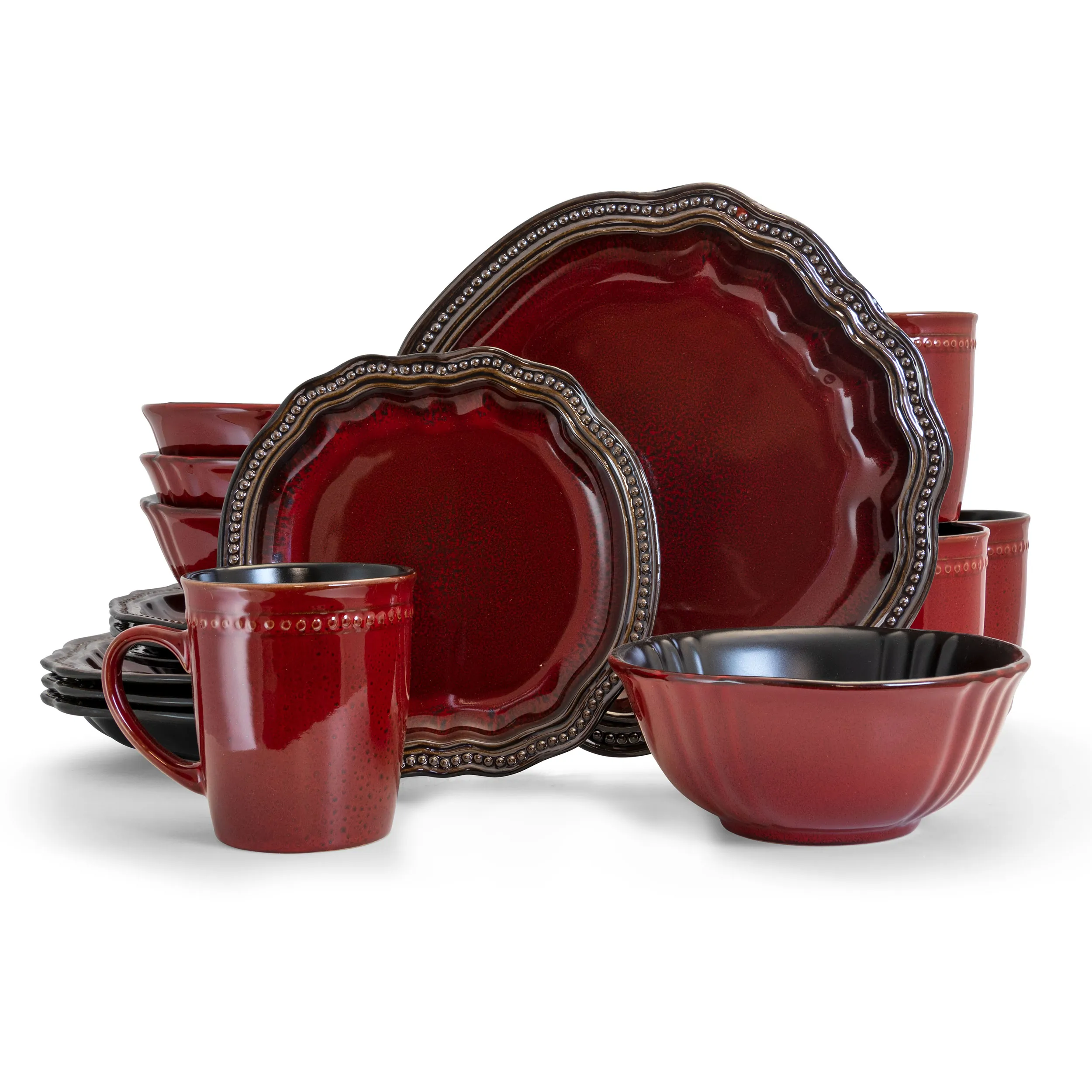 ELAMA EL-REGENCY16 — Elama Regency 16 Piece Luxurious Stoneware Dinnerware with Complete Setting for 4, 16pc