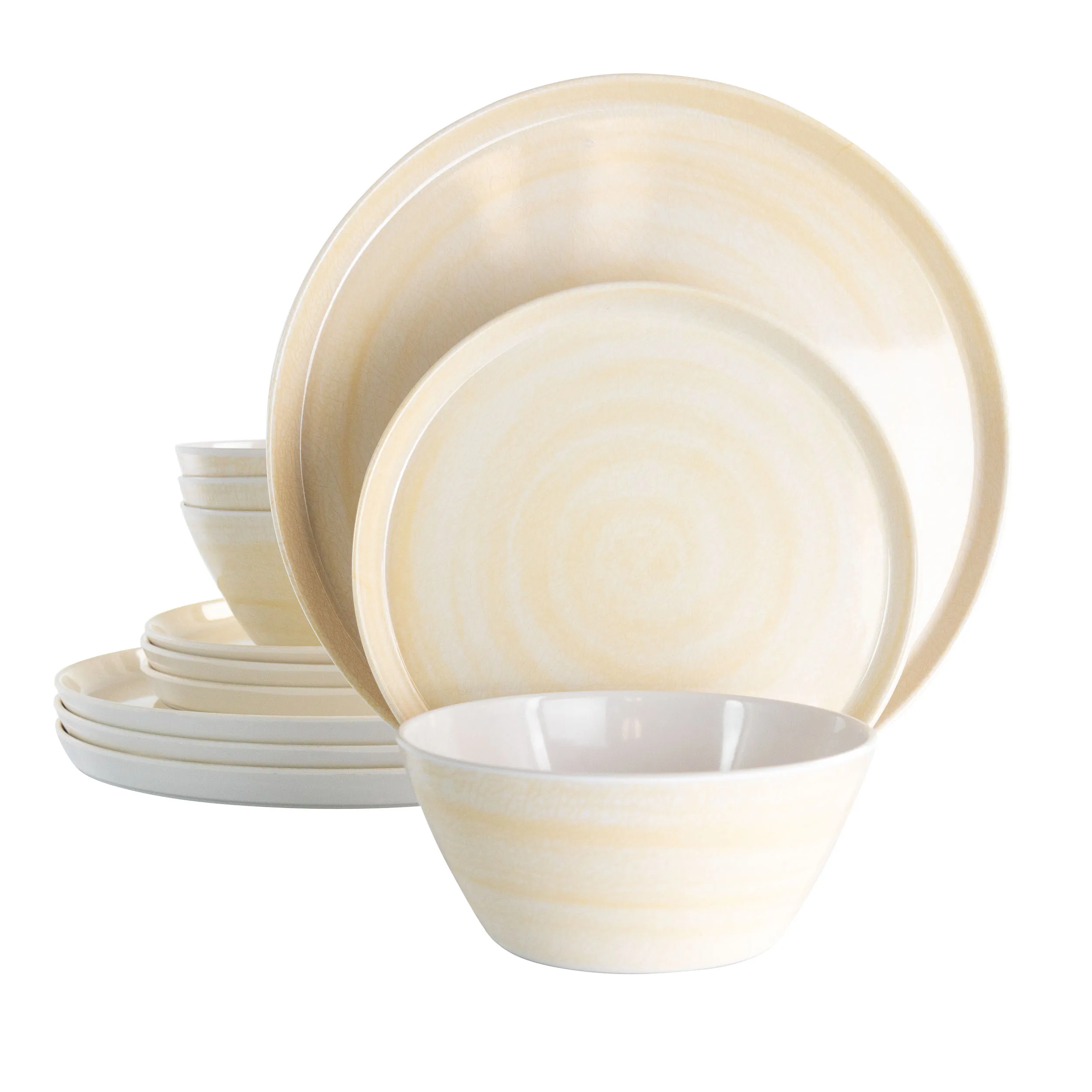 ELAMA EL-CRAFTEDCLAY — Elama Crafted Clay 12 Piece Lightweight Melamine Dinnerware Set in Cream