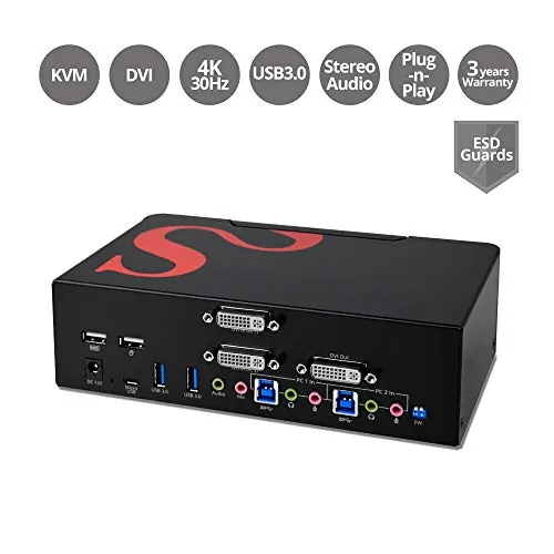 Siig CE-DV0111-S1 — SIIG 2-Port DVI Dual-Link Smart Console with USB 3.0