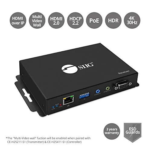 Siig CE-H25311-S1 — TECHNICAL SPECS HDMI OVER IP MATRIX/VIDEO WALL RECEIVER TRUE 4K PERFORMANCE HDMI
