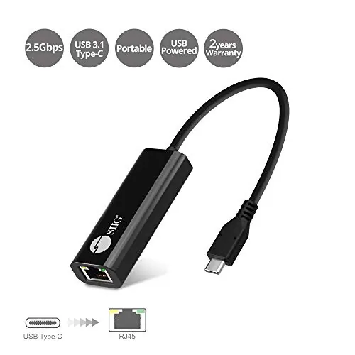 Siig JU-NE0A11-S1 — USB-C CONNECTIVITY QUICKLY ADDS 2.5G WIRED ETHERNET CONNECTIVITY TO YOUR DESKTOP