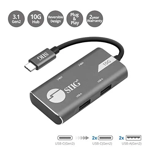 Siig JU-H40G11-S1 — USB-C CONNECTIVITY ADDS TWO USB 3.1 TYPE-C AND TWO USB 3.1 TYPE-A DATA PORTS TO