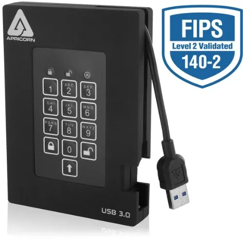Apricorn A25-3PL256-500F — FIPS VALIDATED, 500GB USB 3.0
