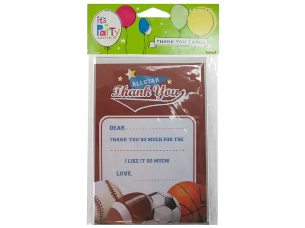 Bulk Buys SA688 — 8 Count All Star Sports Thank You Cards for Young Athletes