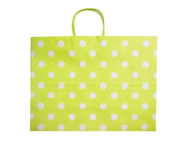 Bulk Buys DC201 — Large Green Gift Bag with Colorful Printed Squares
