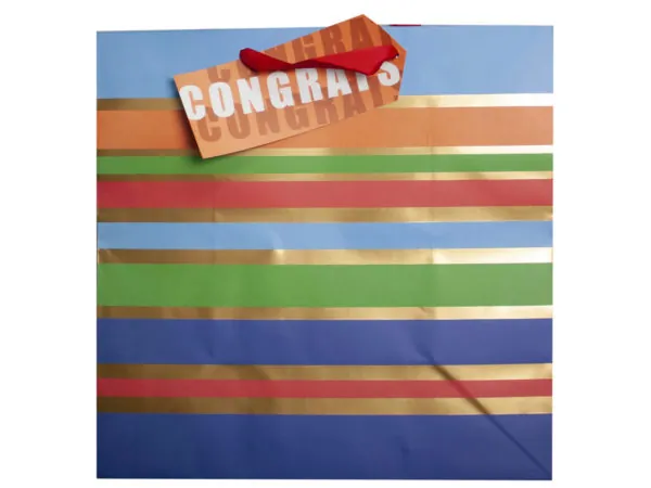 Bulk Buys DC202 — Large Striped Congrats Gift Bag for Celebrations