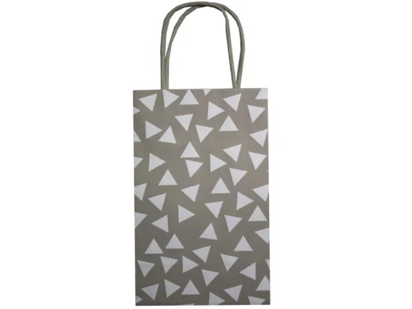 Bulk Buys DC198 — Small Gray Gift Bag with White Triangle Print