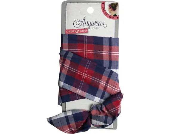 Bulk Buys KA717 — Remington Plaid Wire Head Scarf - Stylish & Versatile