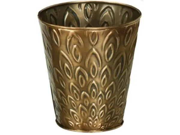 bulk buys HL373 - Bronze Lotus Design 4-Inch Tapered Metal Planter