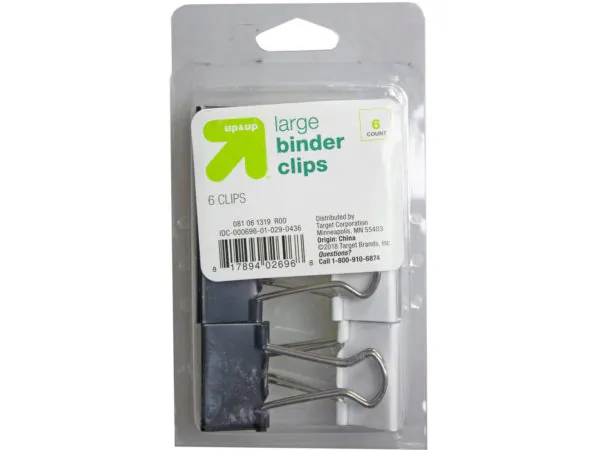 bulk buys DC205 - Black and White Binder Clips - 6 Count Variety Pack