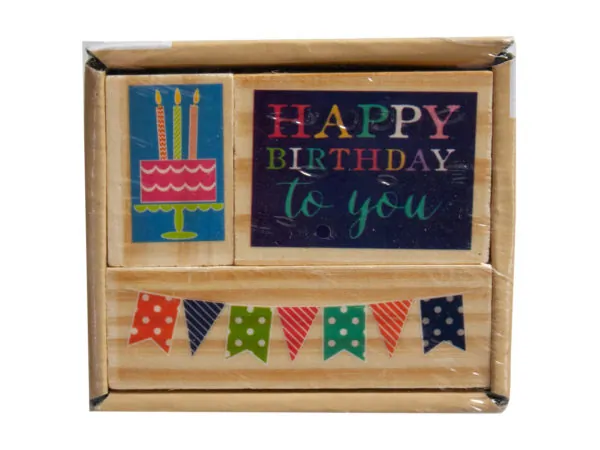 Bulk Buys SC699 — Set of 3 Happy Birthday Stamps for Creative Celebrations
