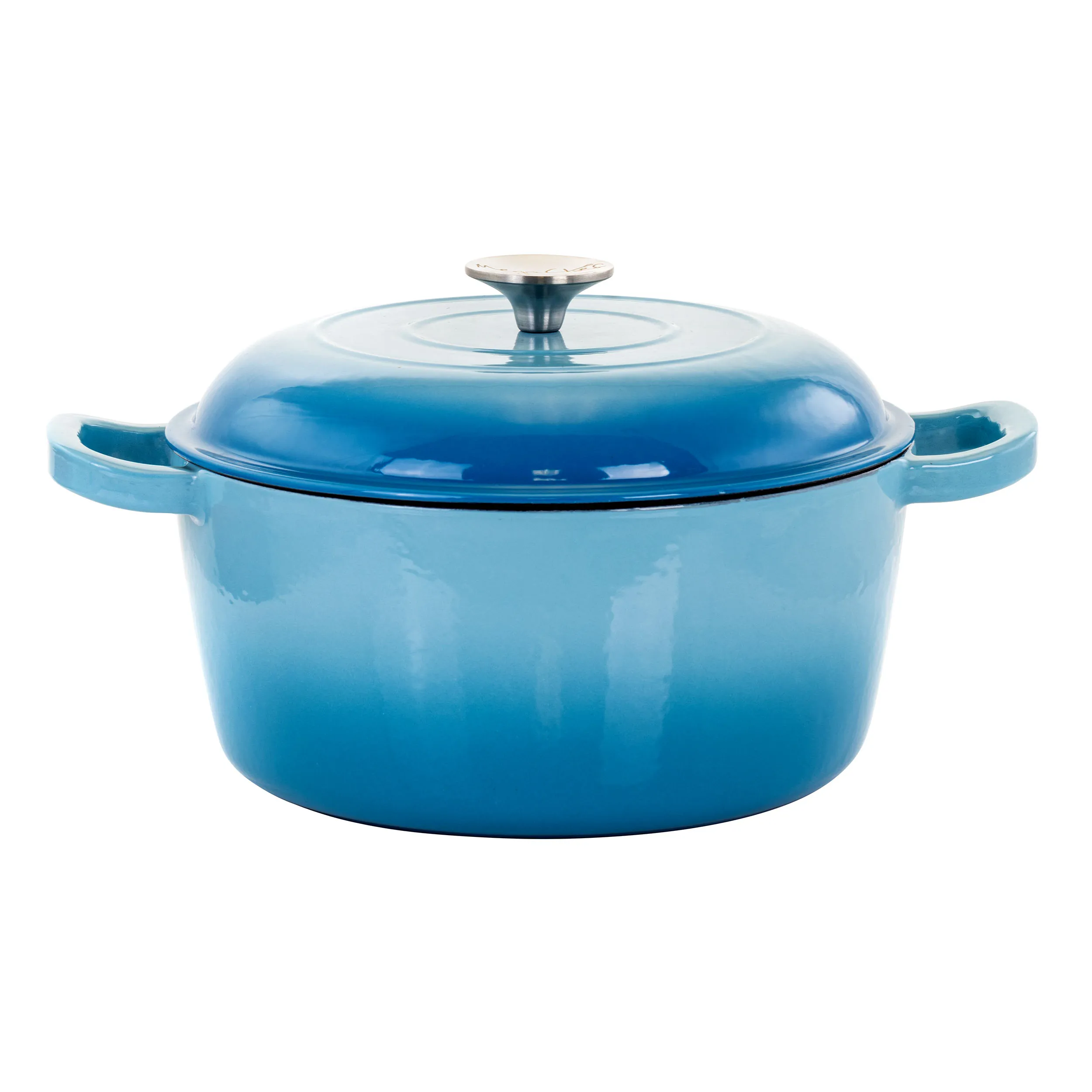 MegaChef MG-CR25AB — MegaChef 5 Quarts Round Enameled Cast Iron Casserole with Lid in Blue
