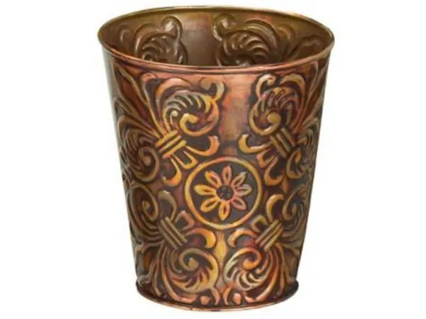 bulk buys HL374 - Decorative 4 Inch Tapered Metal Planter with Fleur de Lis