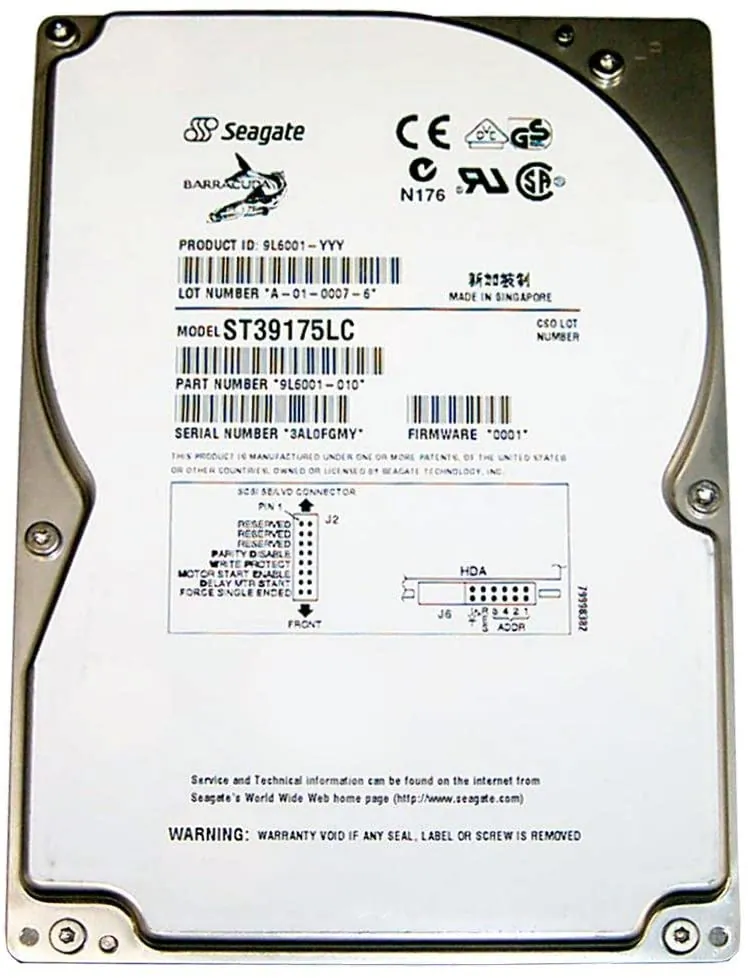 SEAGATE st39175lc — Barracuda 9.1GB 10000RPM Wide Ultra SCSI SCA 6.9MS 3.5-inch Hard Drive ST39175LC