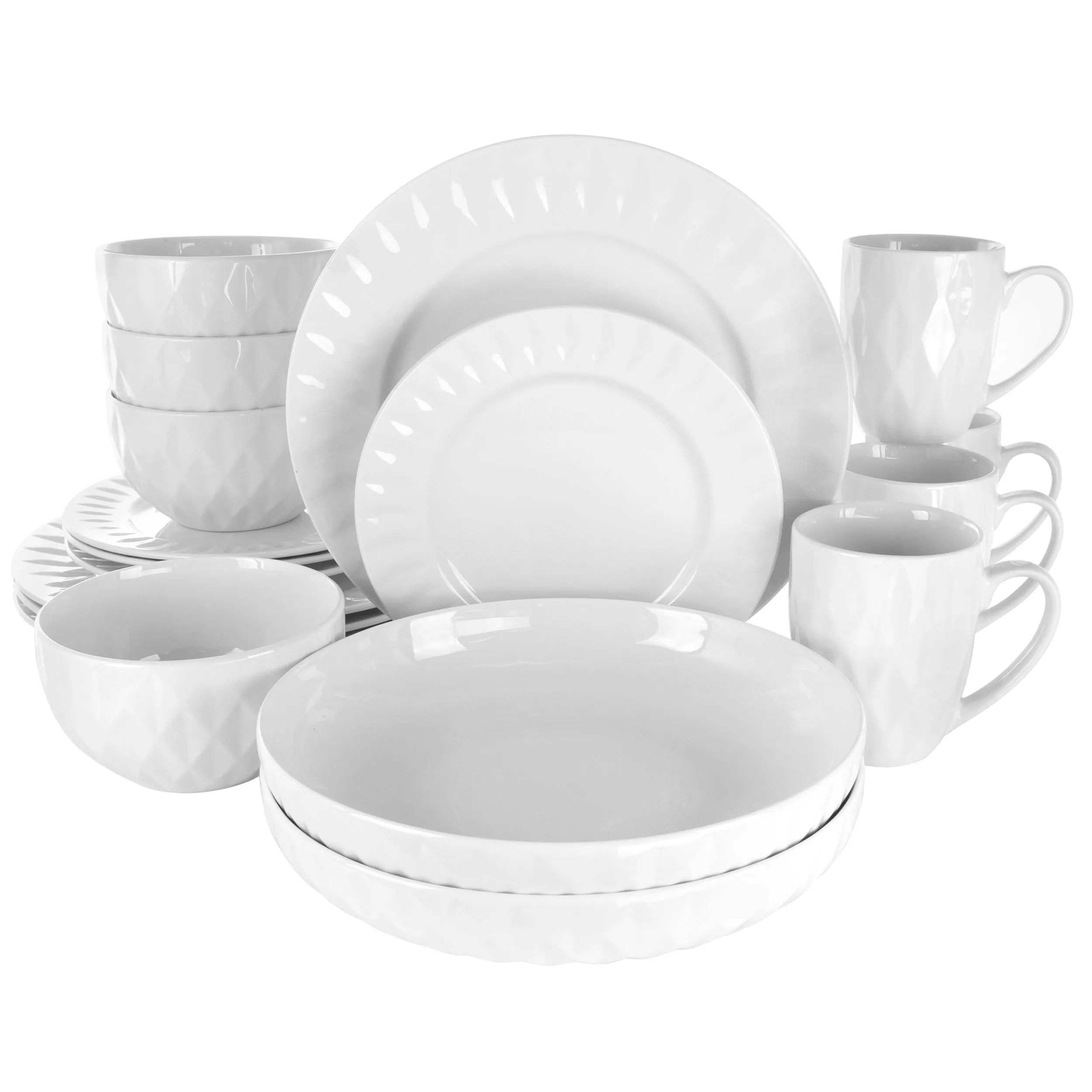 ELAMA EL-SIENNA — Elama Sienna 18 Piece Porcelain Dinnerware Set in White
