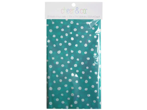 Bulk Buys GH800 — Teal Gift Wrap Tissue Paper with White Dots - 20 Count