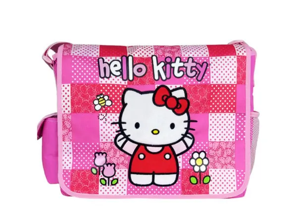 bulk buys BJ224 - Hello Kitty Pink Checker Messenger Bag - Cute & Stylish