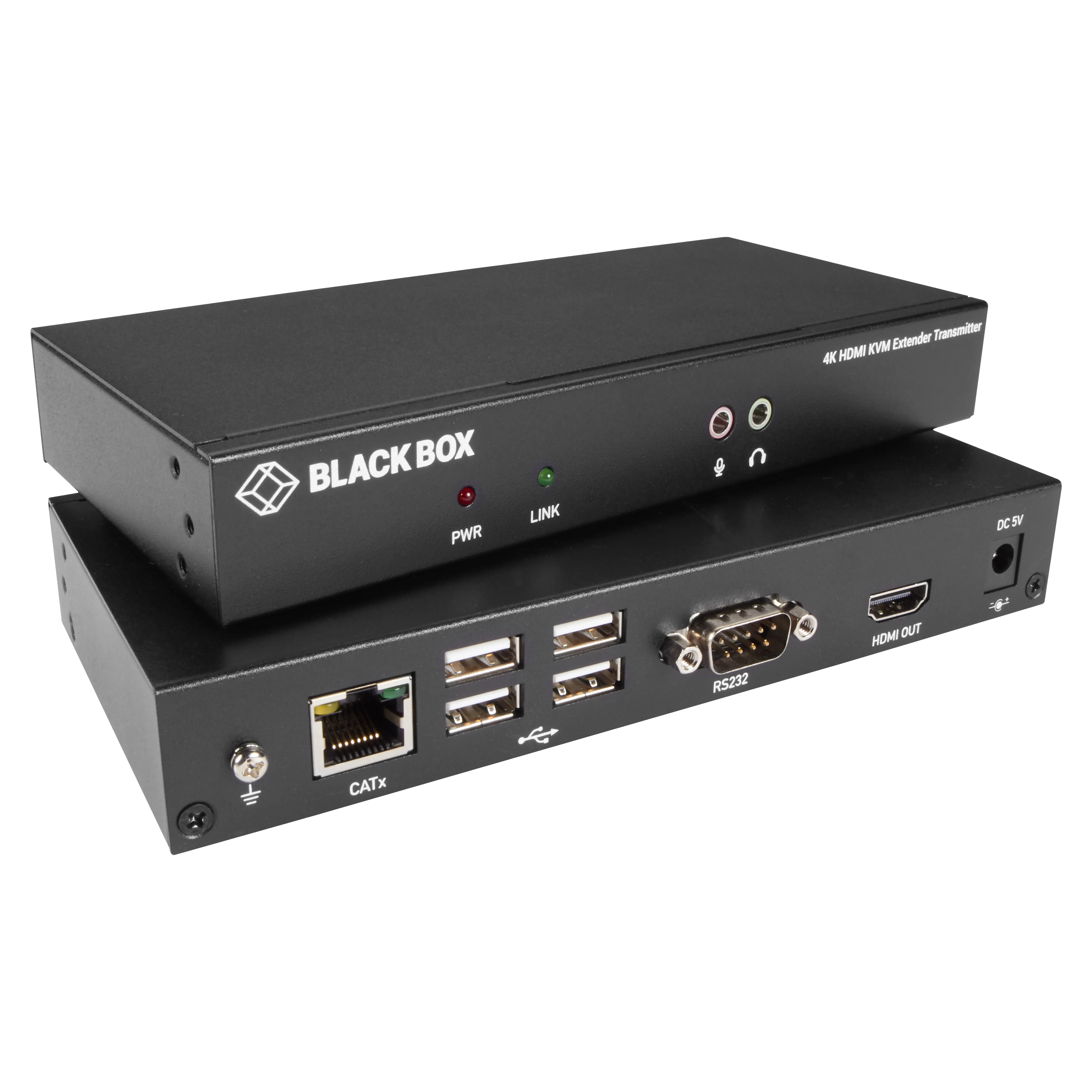 BLACK BOX CORPORATION KVXLCH-100 — KVM EXTENDER KIT OVER CATX - SINGLE-MONITOR, HDMI 4K30, USB 2.0, AUDIO, SERIAL,